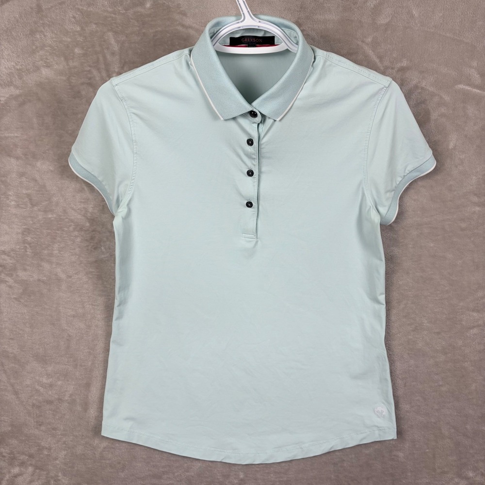 Greyson Womens Short Sleeve Golf Polo Shirt Light Mint Green Size M Sporty Top